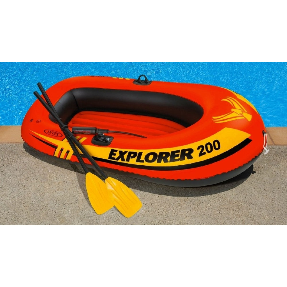 INTEX Explorer 200 Inflatable Boat Set – 2-Person Recreational Boat Includes Oars and High-Output Pump - Image 3