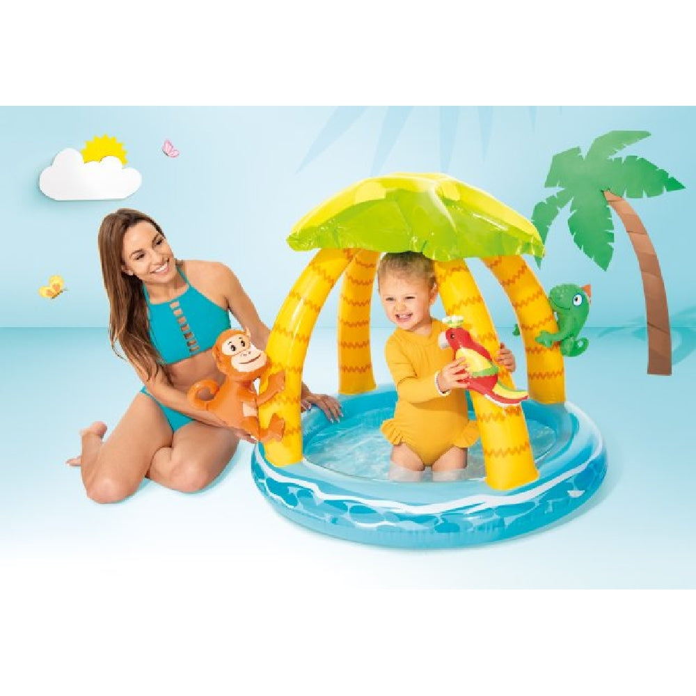 INTEX Tropical Island Baby Pool – Toddler Splash Pool with Built-in Sunshade Canopy and Inflatable Palm Tree - Image 3