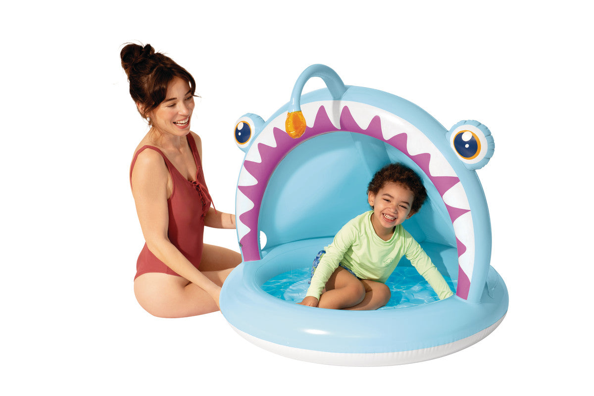 INTEX Angler Fish Baby Pool with Canopy – Inflatable Toddler Pool with UV Protection Sunshade Tail
