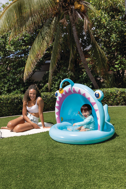 INTEX Angler Fish Baby Pool with Canopy – Inflatable Toddler Pool with UV Protection Sunshade Tail - Image 2