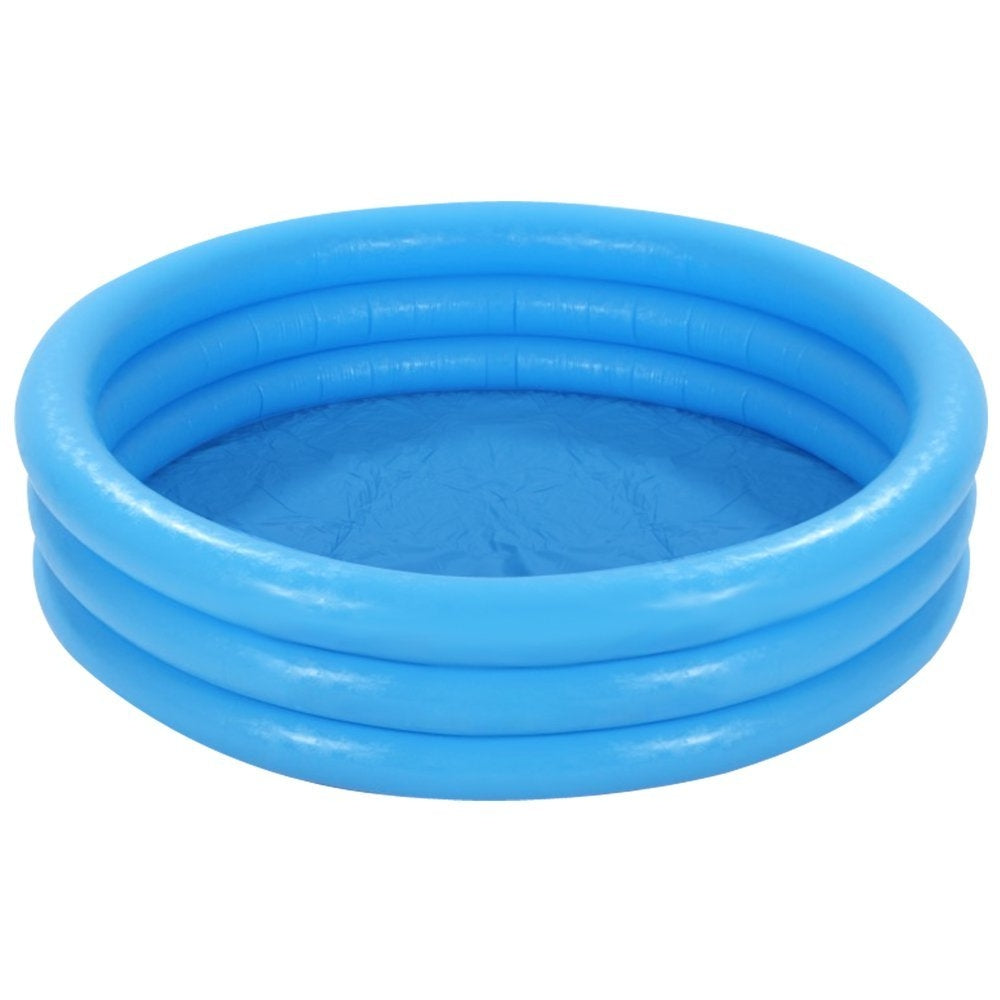 INTEX 3-Ring Crystal Blue Inflatable Pool – Classic Round Wading Pool with Padded Floor