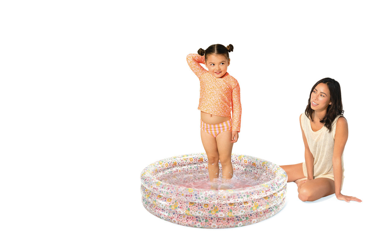 INTEX Sweet Blossom Inflatable Baby Pool – Floral Patterned Toddler Wading Pool with Padded Comfort Floor