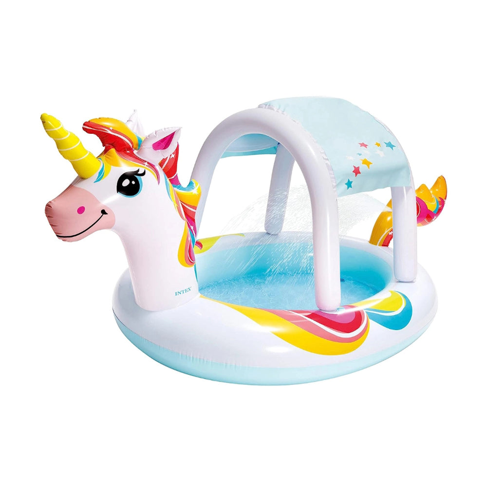 INTEX Inflatable Unicorn Spray Pool – Whimsical Backyard Toddler Pool with Built-in Water Sprayer