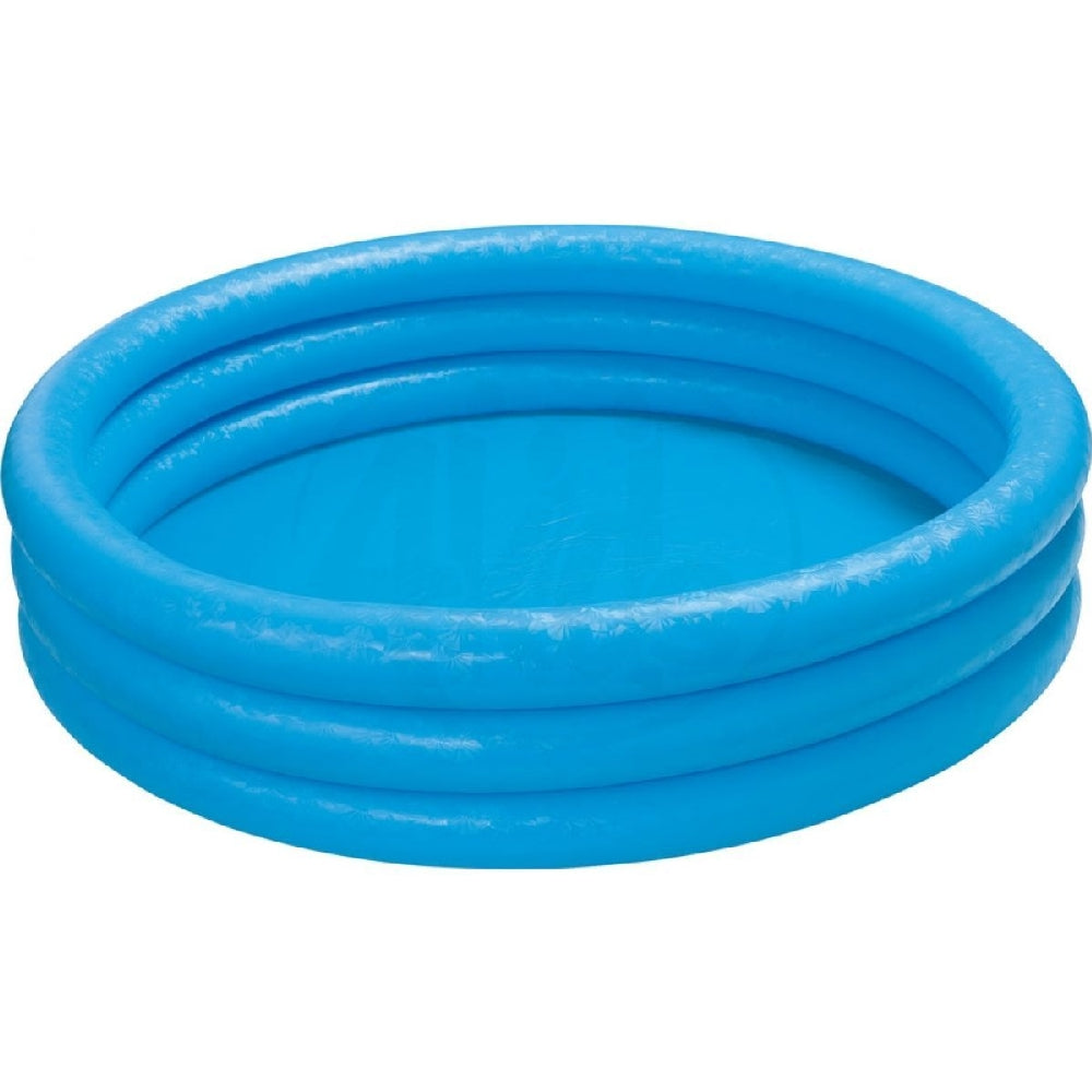INTEX 3-Ring Crystal Blue Inflatable Pool – Clear Sidewall Wading Pool with Padded Inflatable Floor