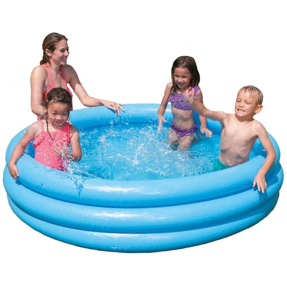 INTEX 3-Ring Crystal Blue Inflatable Pool – Clear Sidewall Wading Pool with Padded Inflatable Floor - Image 2