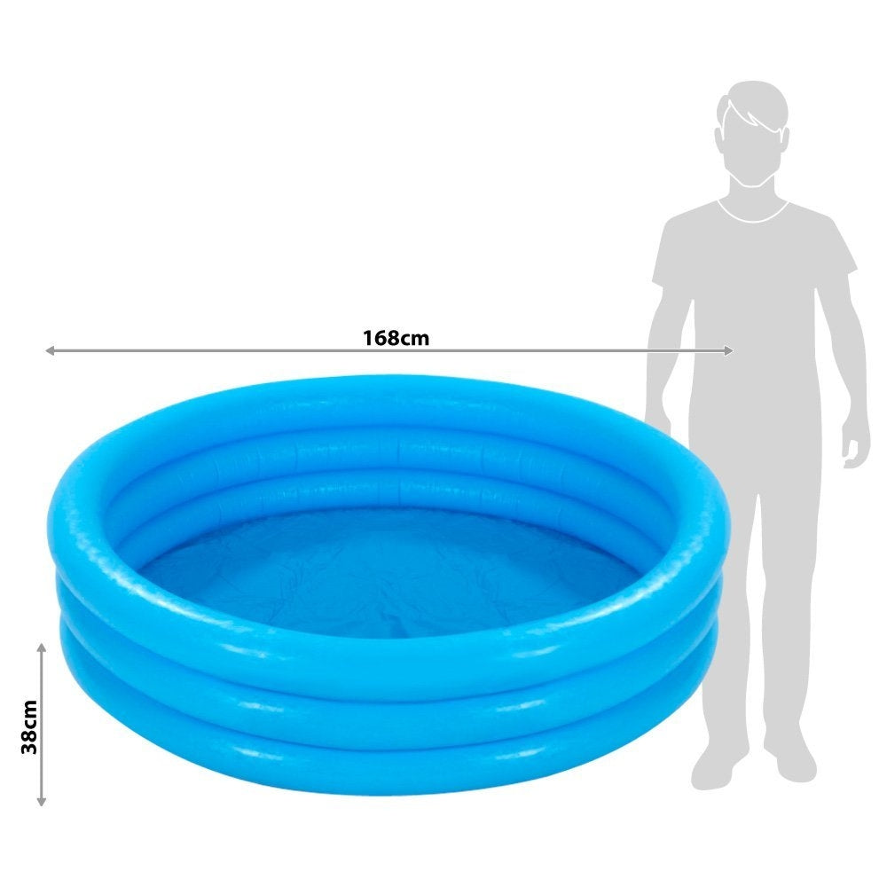 INTEX 3-Ring Crystal Blue Inflatable Pool – Clear Sidewall Wading Pool with Padded Inflatable Floor - Image 3