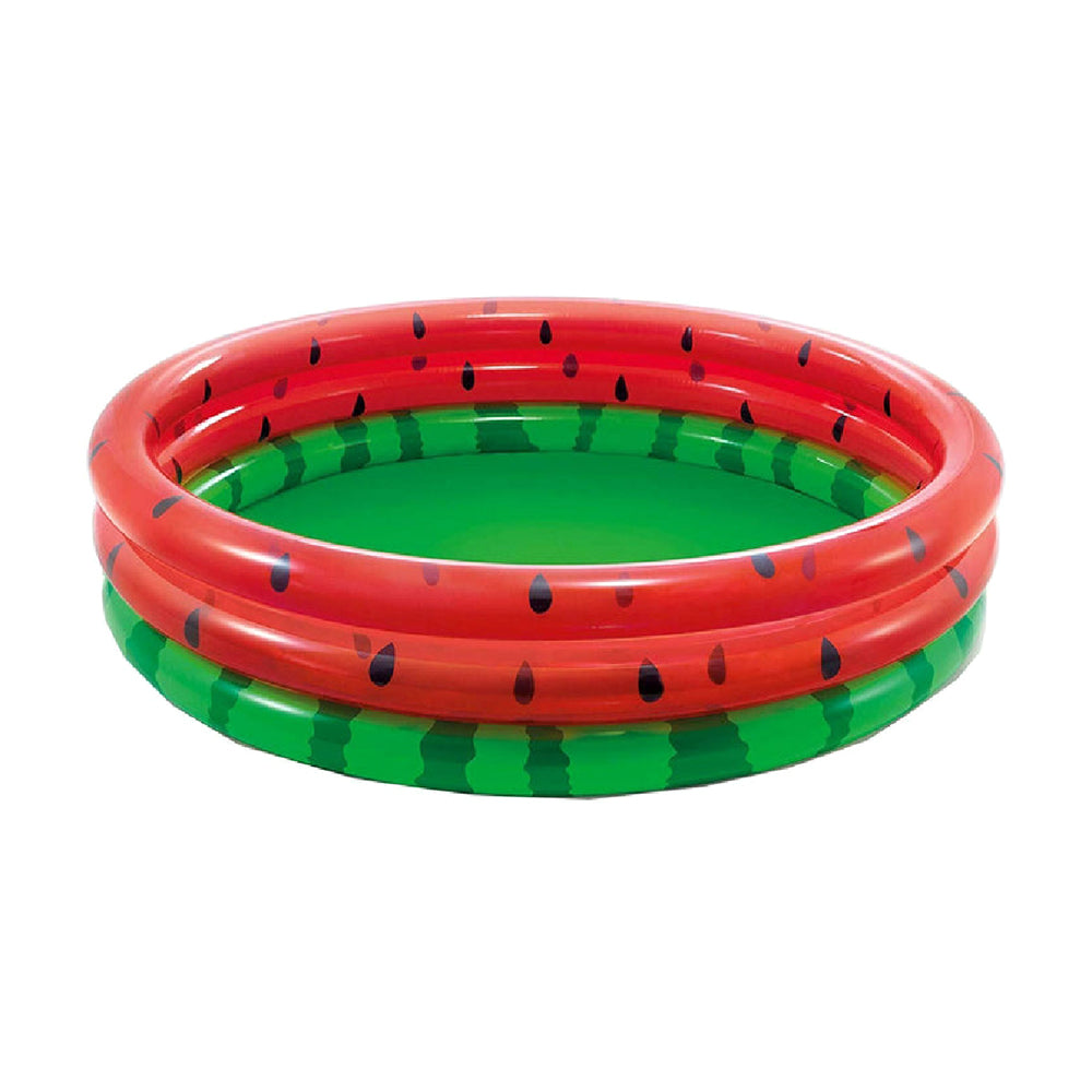 INTEX Watermelon 3-Ring Inflatable Pool – Realistic Fruit Graphic Wading Pool for Kids