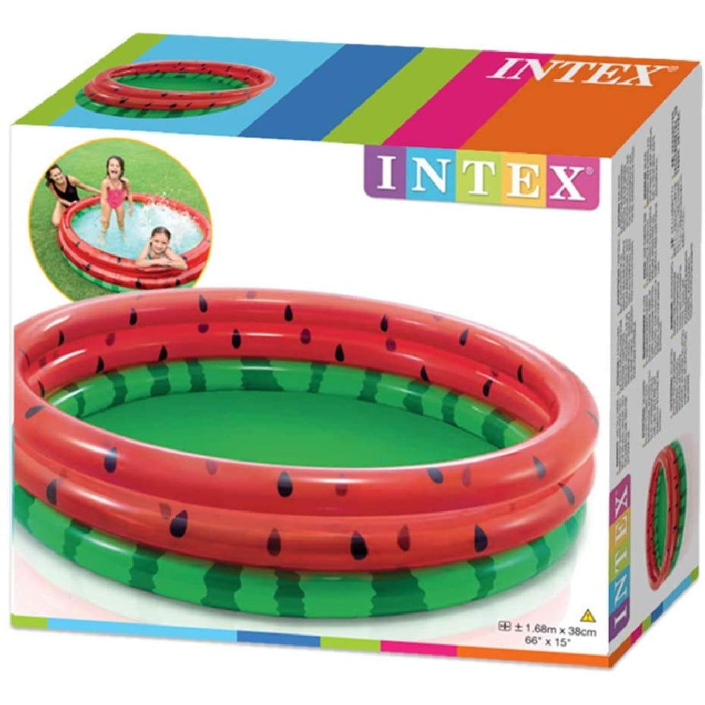 INTEX Watermelon 3-Ring Inflatable Pool – Realistic Fruit Graphic Wading Pool for Kids - Image 3