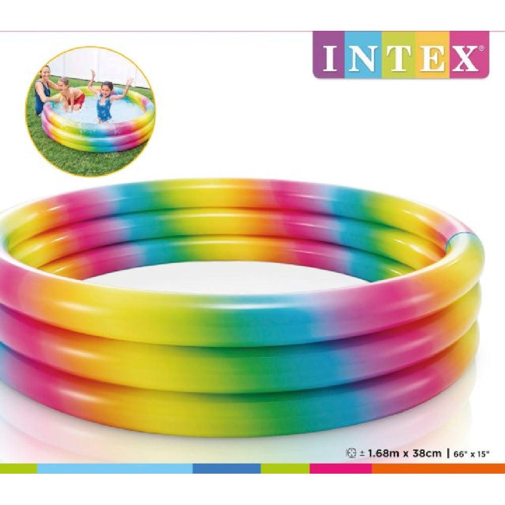 INTEX Wild Geometry 3-Ring Swimming Pool – Vibrant Patterned Inflatable Backyard Pool for Kids - Image 4