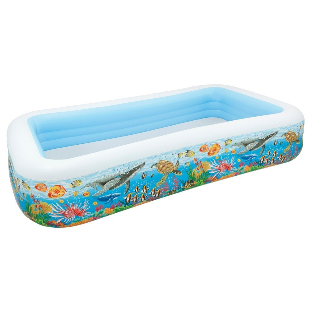 INTEX Tropical Reef Family Inflatable Pool – Extra-Large 10ft Backyard Splash Pool with Colorful Sea Life Art