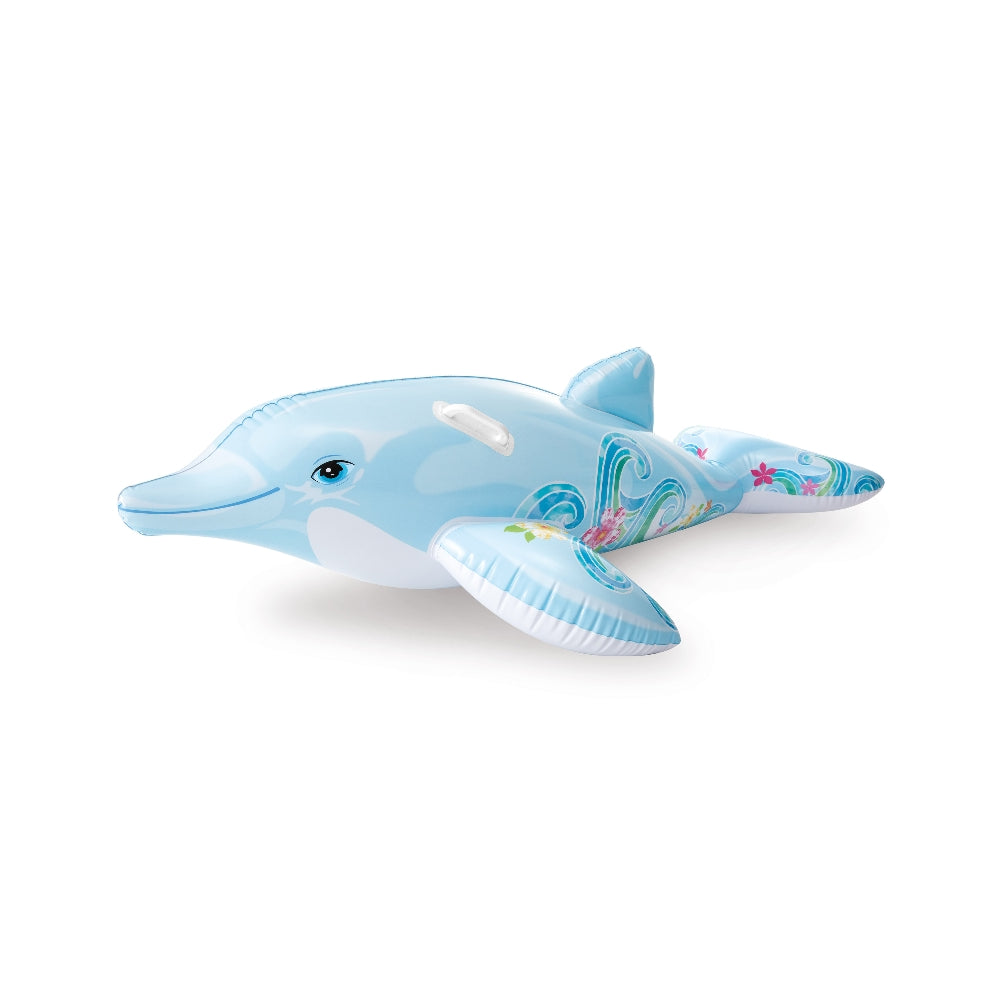 INTEX Dolphin Ride-On Pool Float – Friendly 3D Inflatable Dolphin with Dual Stability Handles - Image 2