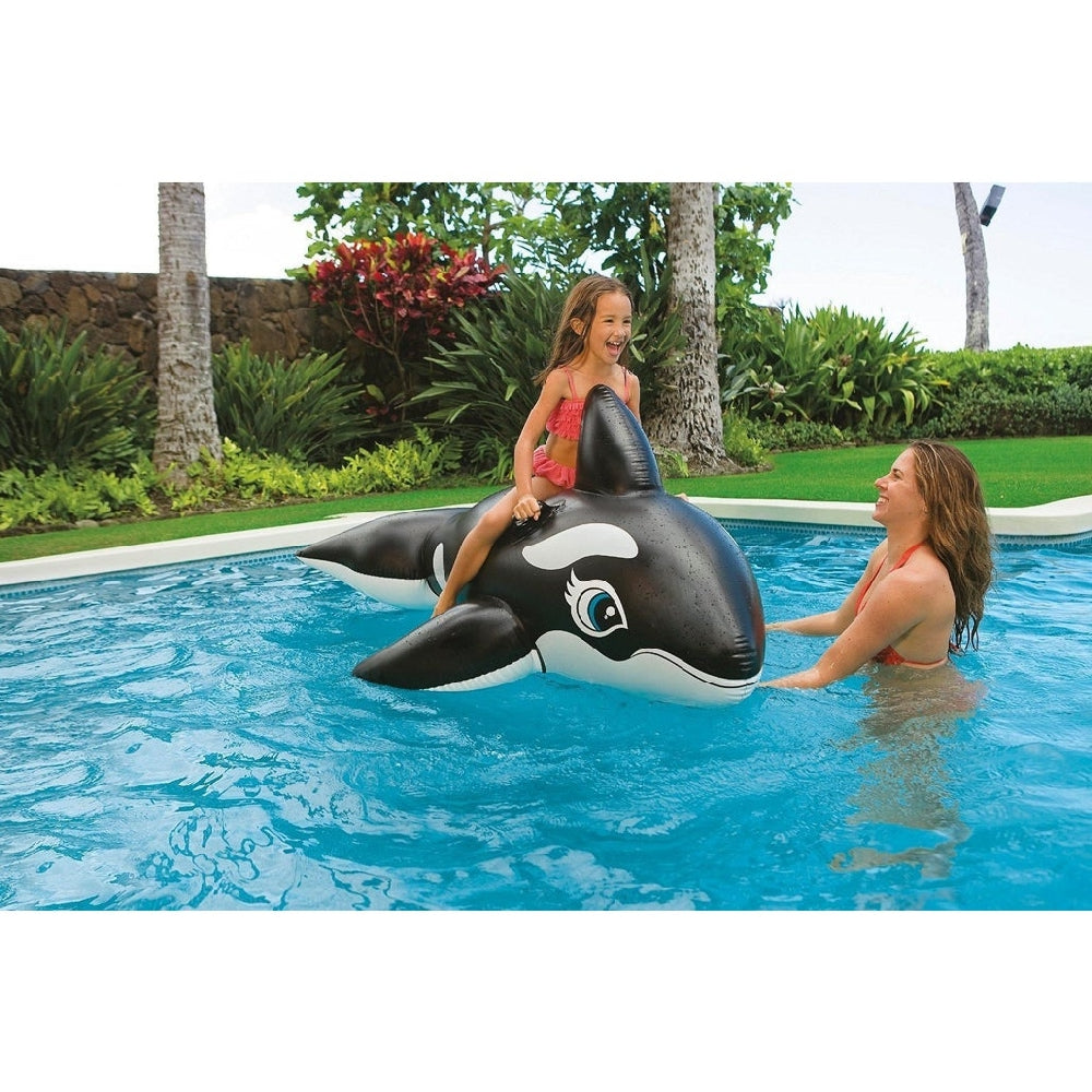 INTEX Blue Whale Ride-On Pool Float – Realistic 3D Whale Inflatable with Sturdy Stability Handles - Image 3