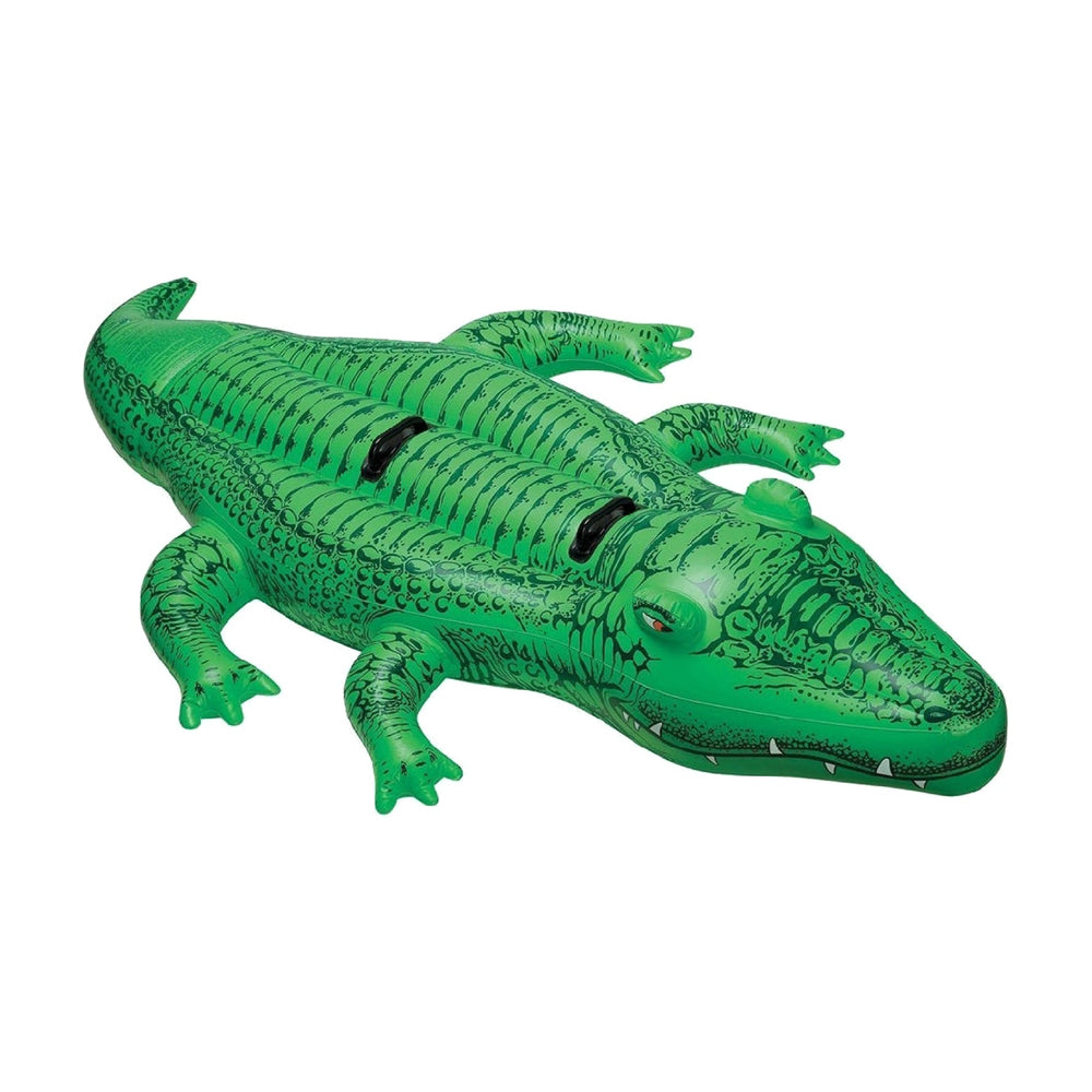 INTEX Giant Gator Ride-On Pool Float – Realistic Alligator Graphics Inflatable Water Toy with Safety Handles