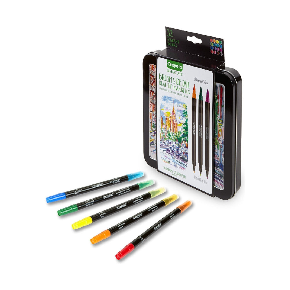 CRAYOLA LLC Crayola Signature Brush & Detail Dual-Tip Markers Unisex, 9+ Years, Pack of 16