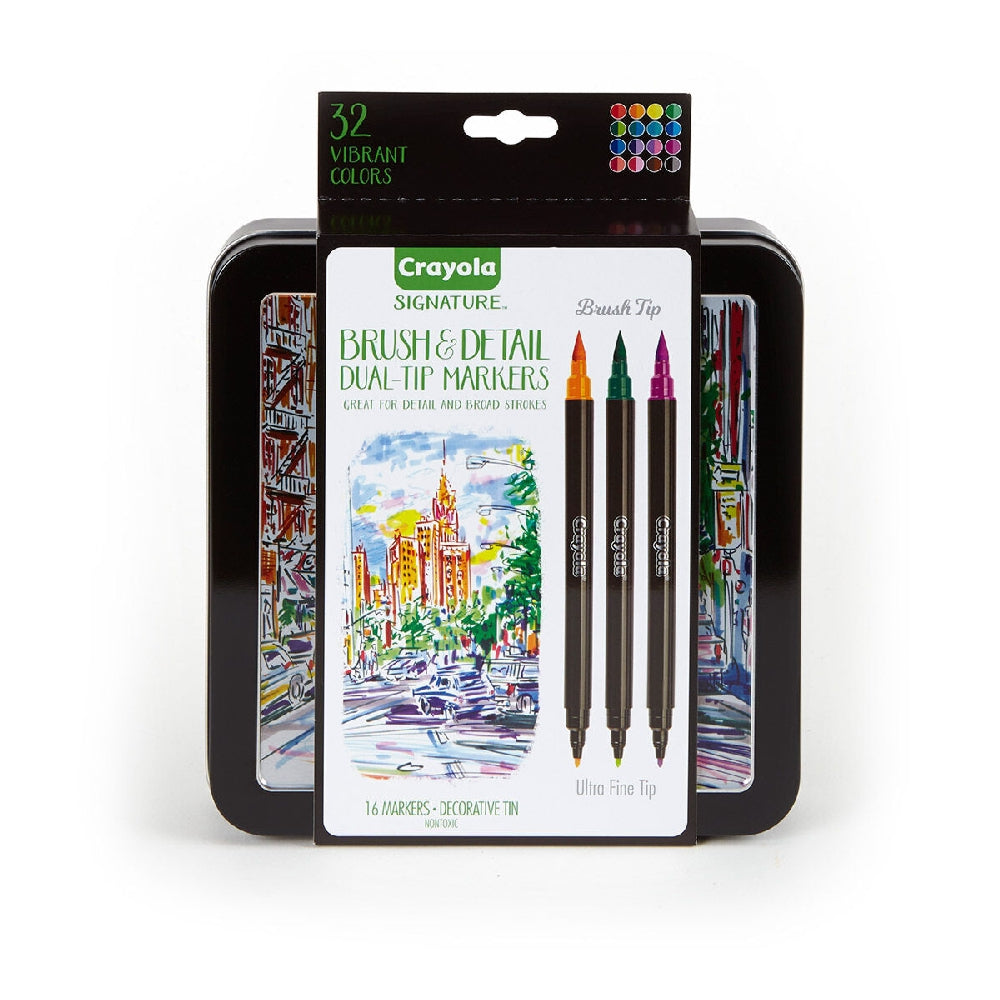 CRAYOLA LLC Crayola Signature Brush & Detail Dual-Tip Markers Unisex, 9+ Years, Pack of 16 - Image 2
