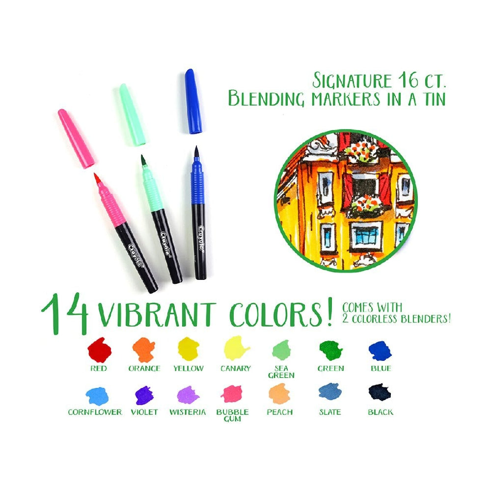 CRAYOLA LLC Crayola Signature Blending Markers with Tin Unisex, 9+ Years, Pack of 16 - Image 5