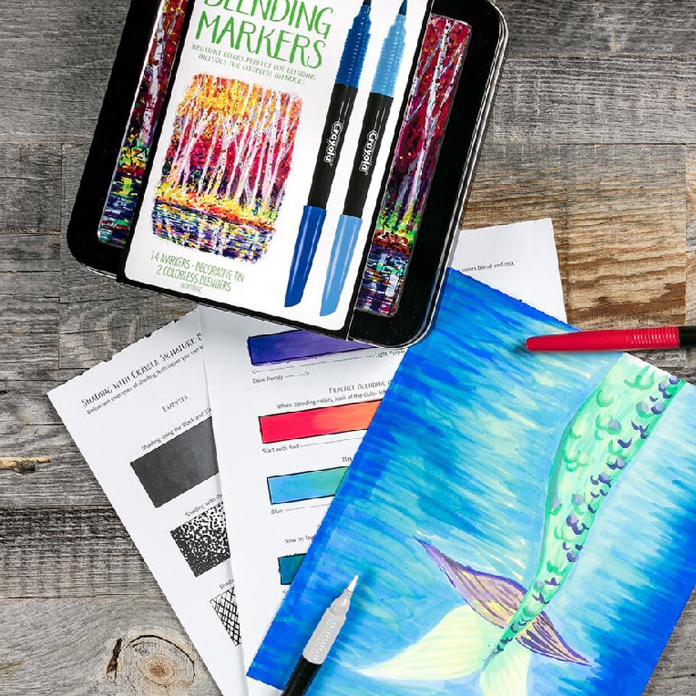 CRAYOLA LLC Crayola Signature Blending Markers with Tin Unisex, 9+ Years, Pack of 16 - Image 6