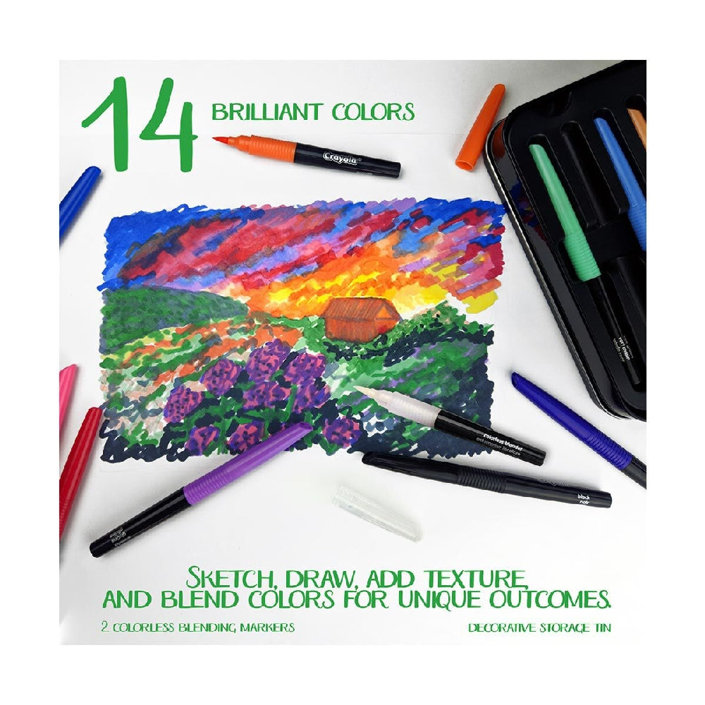 CRAYOLA LLC Crayola Signature Blending Markers with Tin Unisex, 9+ Years, Pack of 16 - Image 7