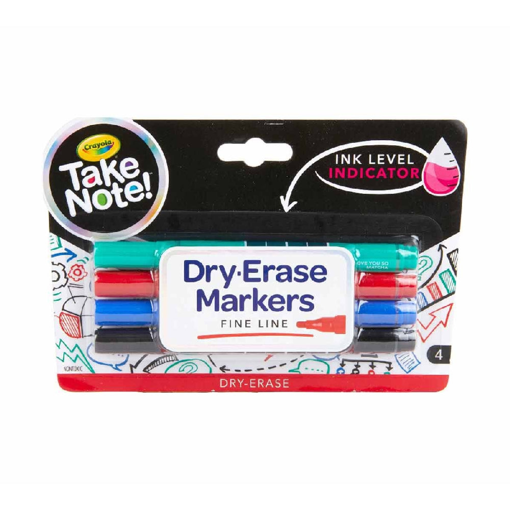 CRAYOLA LLC Crayola Take Note Low Odor Dry Erase Markers Unisex, 10+ Years, Pack of 4 - Image 3