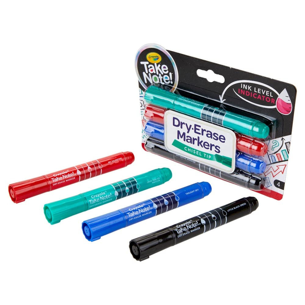 CRAYOLA LLC Crayola Take Note Chisel Tip Dry Erase Markers Unisex, 10+ Years, Pack of 4