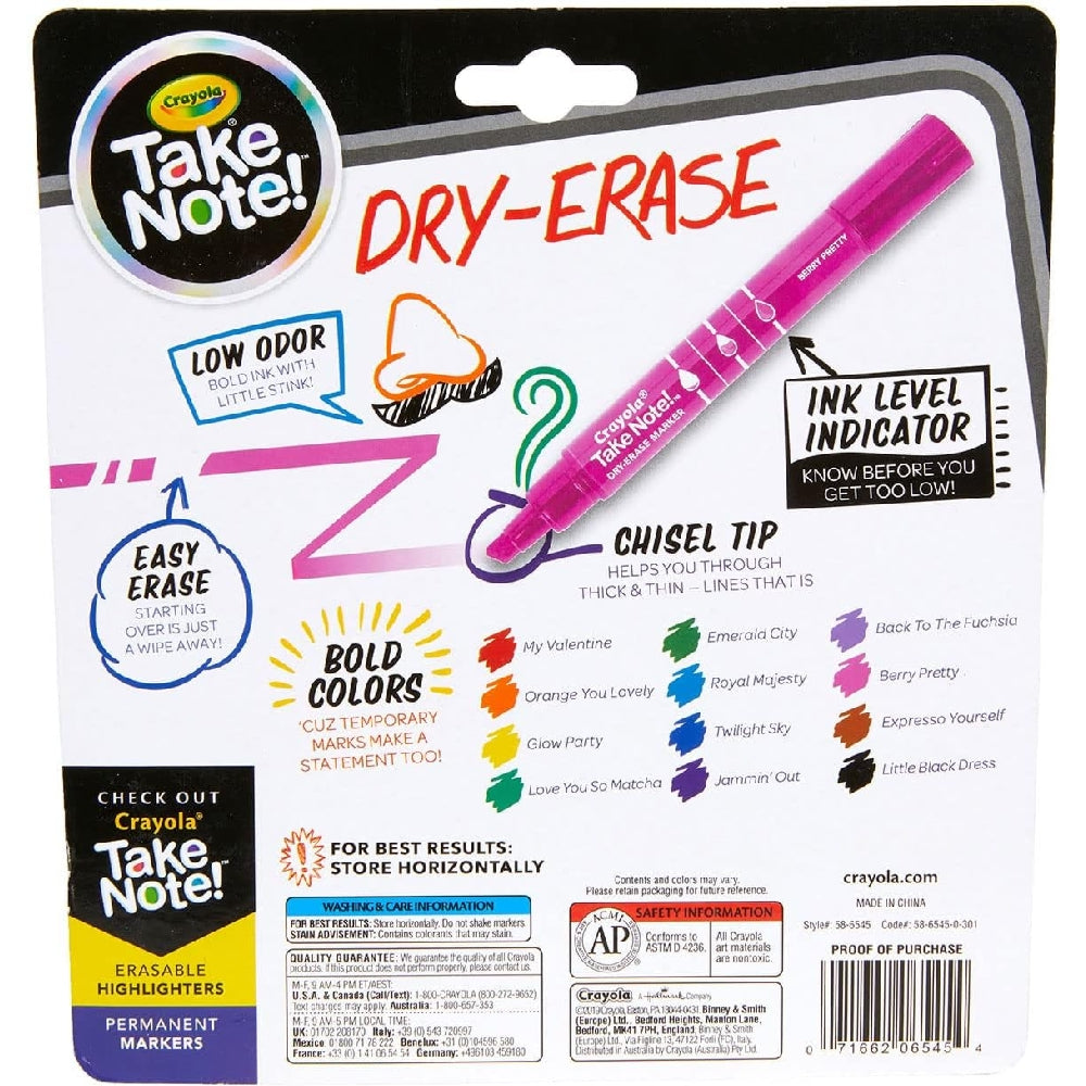 CRAYOLA LLC Crayola Take Note Dry Erase Markers Unisex, 10+ Years, Pack of 12 - Image 5