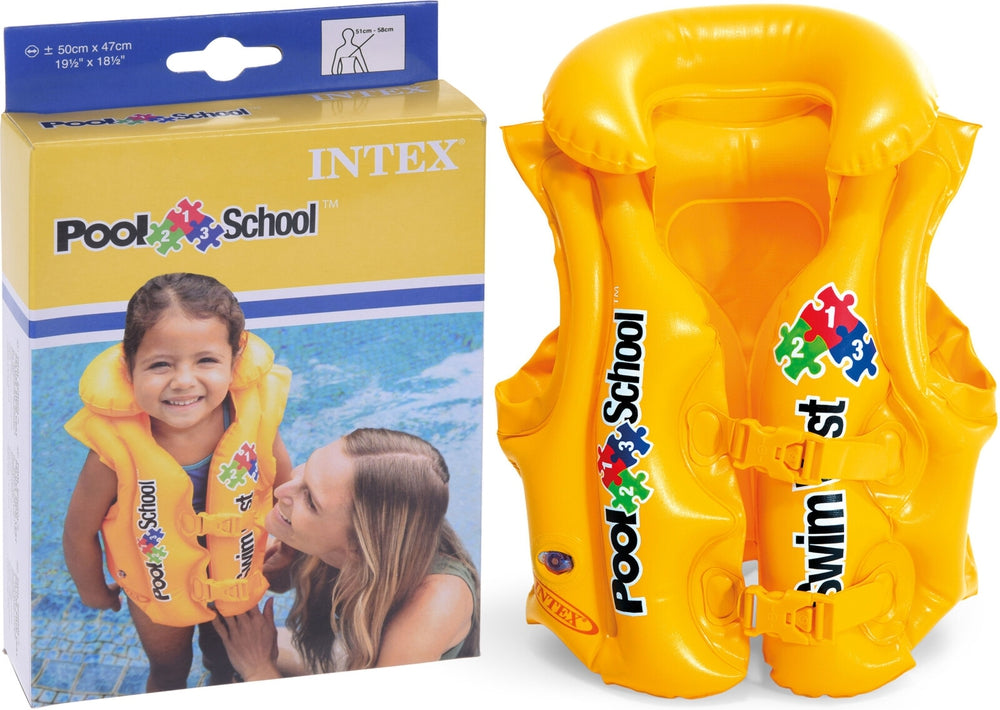 INTEX Pool School Step 2 Swim Vest – Inflatable Buoyancy Aid with Adjustable Buckles & Safety Collar