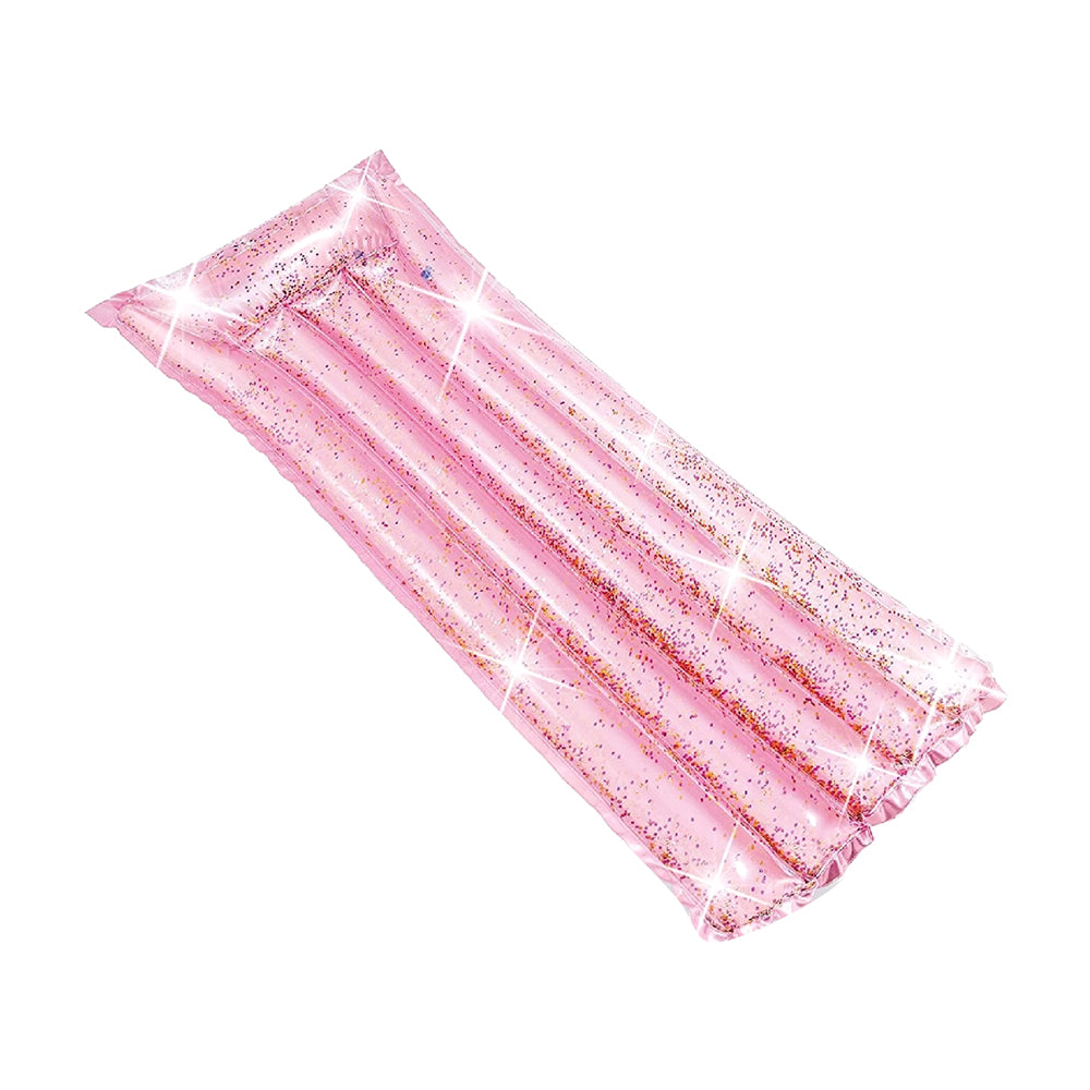 INTEX Pink Glitter Inflatable Mat – Sparkling Iridescent Floating Water Lounge for Summer Photography (13+)