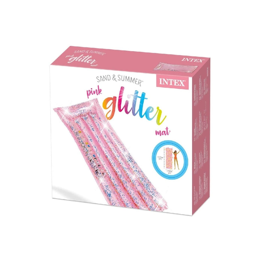 INTEX Pink Glitter Inflatable Mat – Sparkling Iridescent Floating Water Lounge for Summer Photography (13+) - Image 3