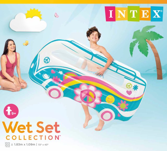 INTEX Groovy Van Inflatable Pool Float – Retro 60s Style Surf Van Ride-On with Heavy-Duty Handles - Image 3