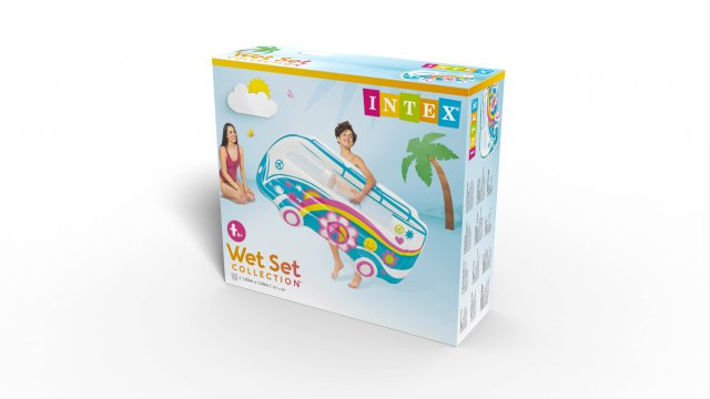 INTEX Groovy Van Inflatable Pool Float – Retro 60s Style Surf Van Ride-On with Heavy-Duty Handles - Image 4