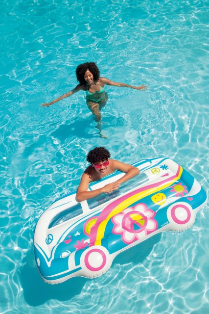 INTEX Groovy Van Inflatable Pool Float – Retro 60s Style Surf Van Ride-On with Heavy-Duty Handles - Image 2