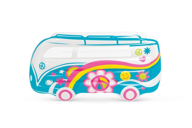 INTEX Groovy Van Inflatable Pool Float – Retro 60s Style Surf Van Ride-On with Heavy-Duty Handles
