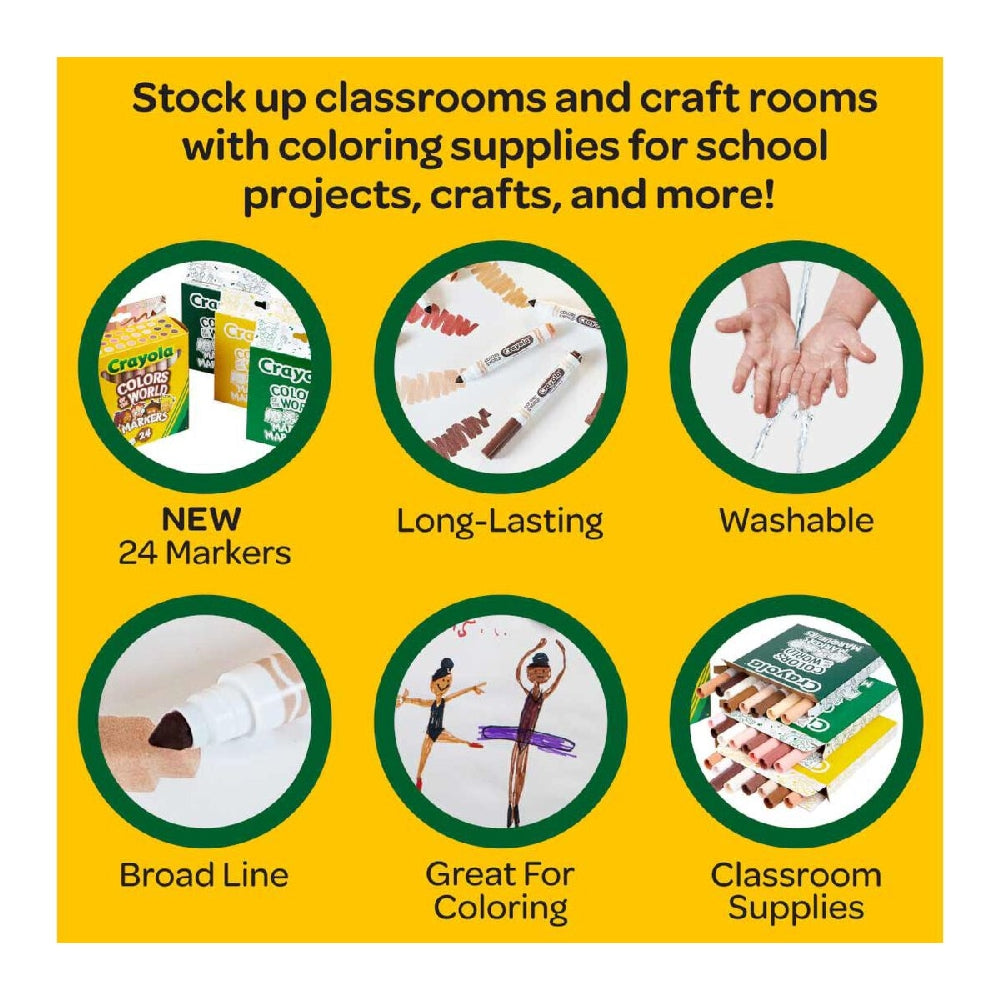 CRAYOLA LLC Crayola Colours of the World Washable Markers Unisex, 3+ Years, Pack of 24 - Image 4