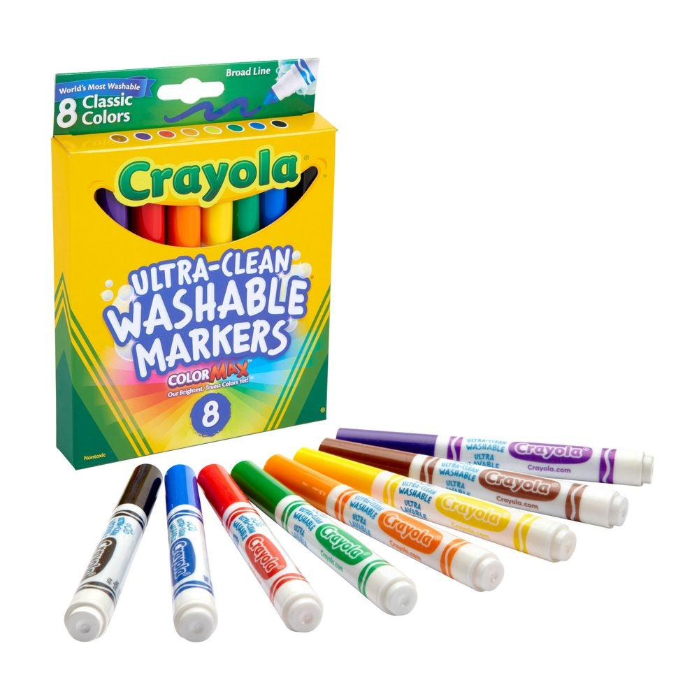 CRAYOLA LLC Crayola Ultra-Clean Washable Broad Line Markers – 8 Count, Color Max Ink