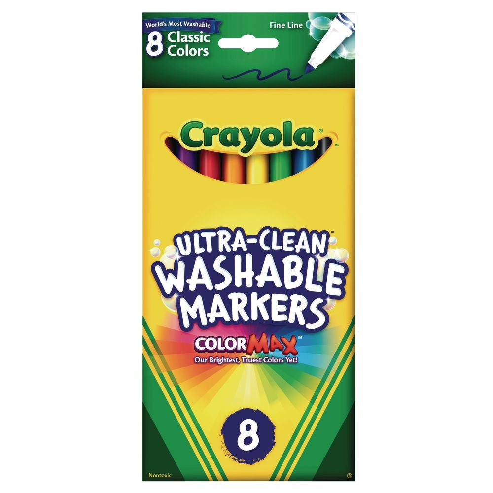 CRAYOLA LLC Crayola Ultra-Clean Washable Fine Liner Markers Unisex, 3-4 Years, Pack of 8