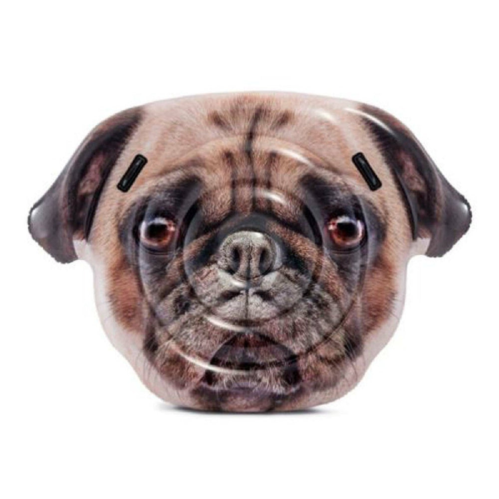 INTEX Playful Pug Inflatable Island Float – Oversized Realistic Dog Face Water Lounge for Pet Lovers