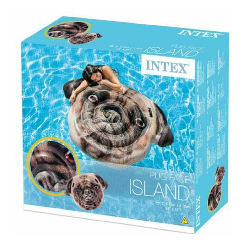 INTEX Playful Pug Inflatable Island Float – Oversized Realistic Dog Face Water Lounge for Pet Lovers - Image 3