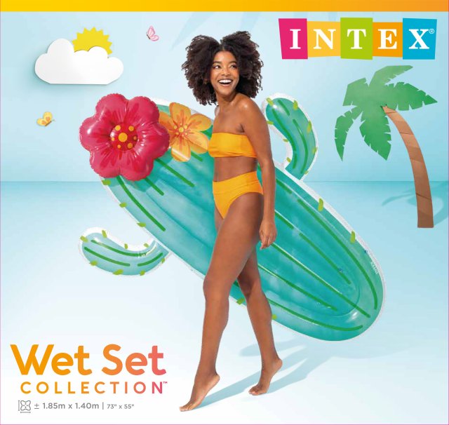 INTEX Giant Cactus Inflatable Float – Trendy Desert Theme Water Lounge with Colorful Floral Detail - Image 3