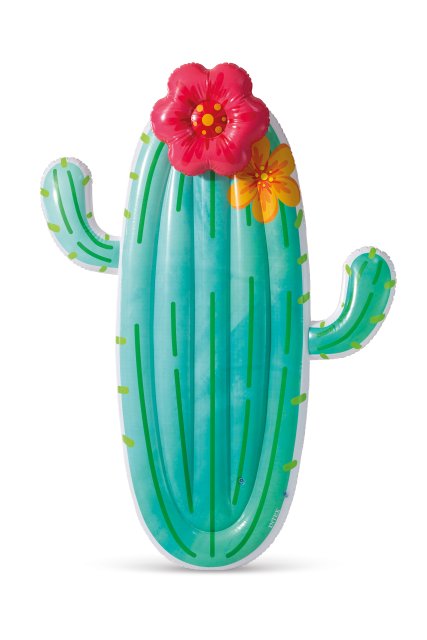 INTEX Giant Cactus Inflatable Float – Trendy Desert Theme Water Lounge with Colorful Floral Detail