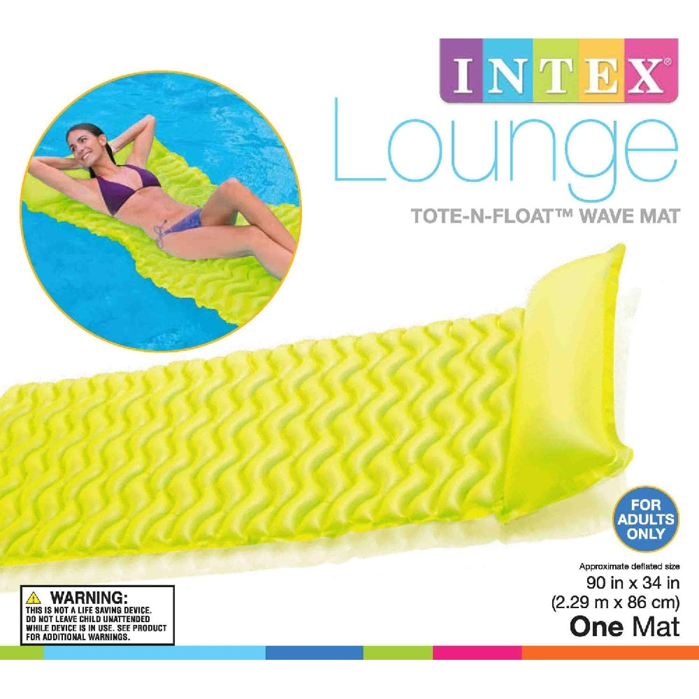 INTEX Tote-N-Float Wave Mats (3-Pack) – Assorted Brightly Colored Inflatable Pool Mattresses with Pillows - Image 6