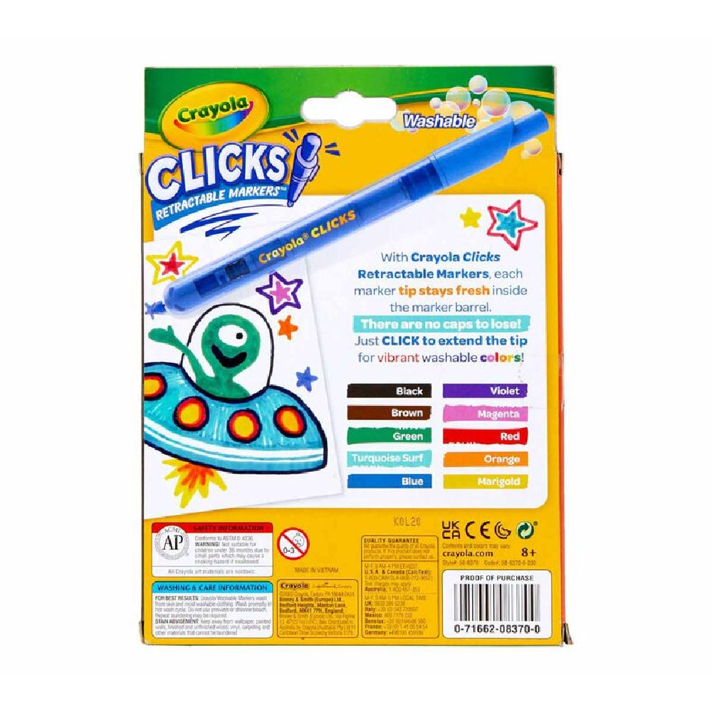 CRAYOLA LLC Crayola Clicks Washable Markers – 10 Count Retractable, No Cap Needed - Image 4