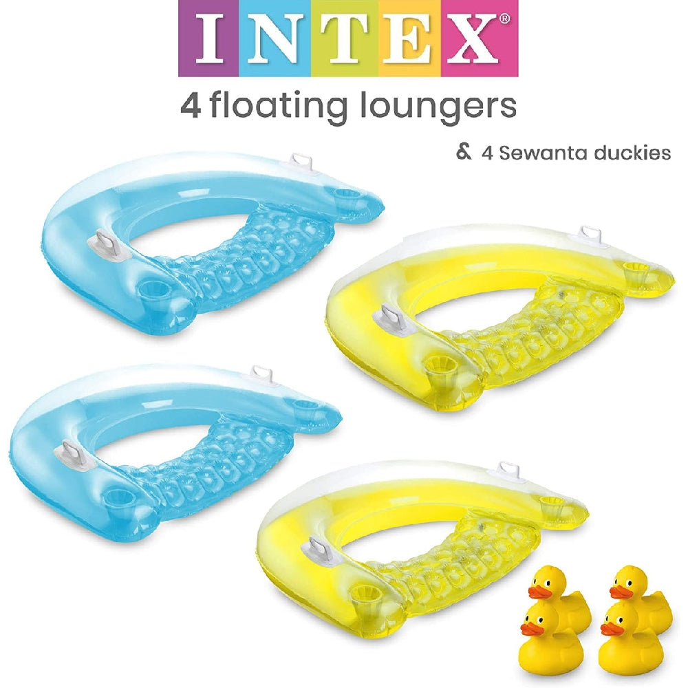 INTEX Sit 'N Inflatable Lounge Float – Transparent Pool Chair with Double Air Chambers and Backrest - Image 3