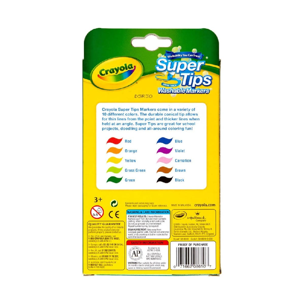 CRAYOLA LLC Crayola Super Tips Washable Markers Unisex, 3+ Years, Pack of 10 - Image 4