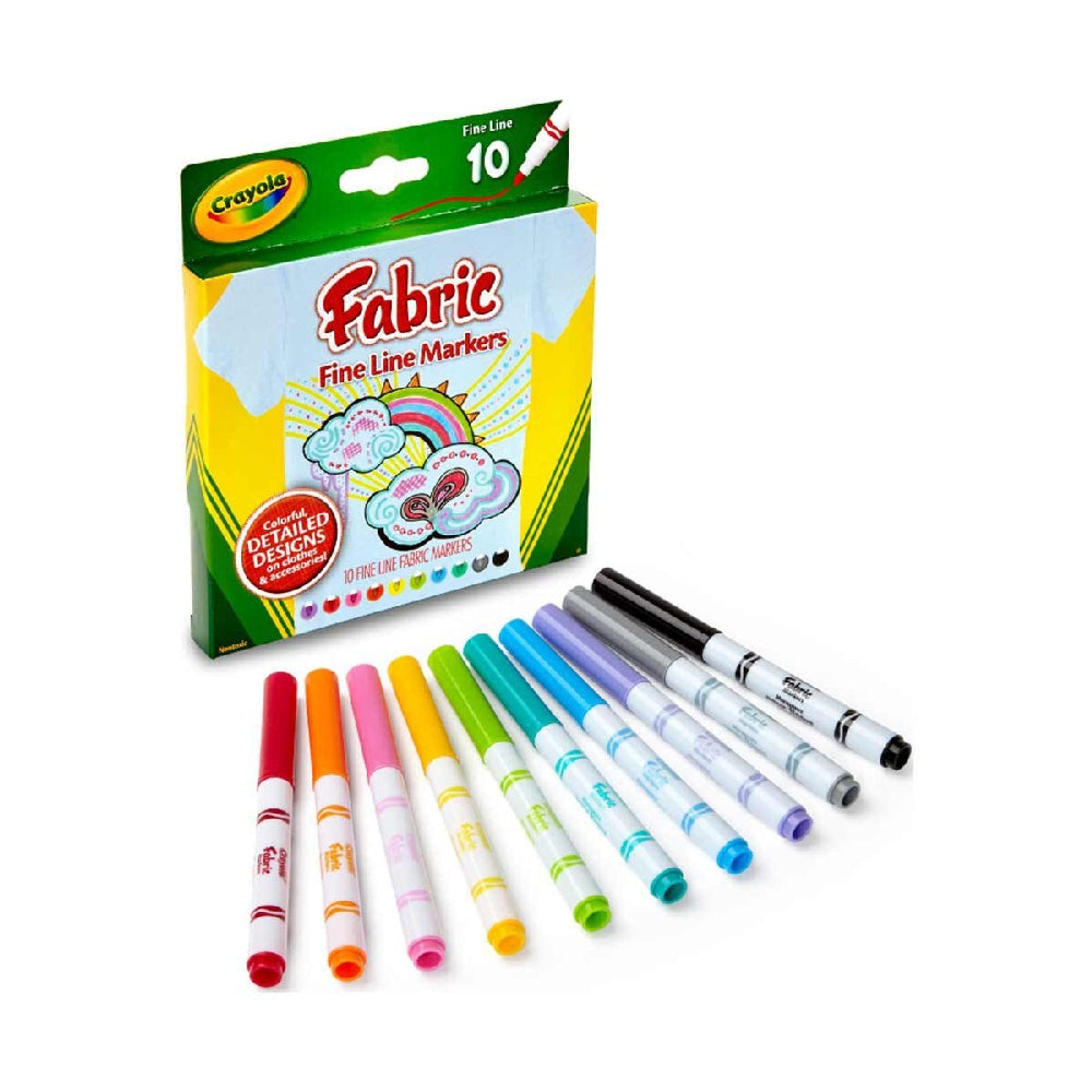 CRAYOLA LLC Crayola Fine Line Fabric Markers Unisex, 5-7 Years, Pack of 10