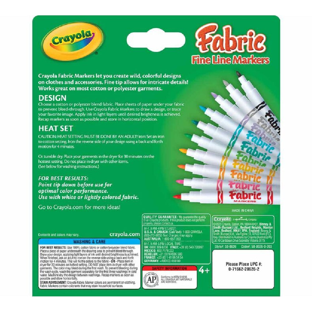 CRAYOLA LLC Crayola Fine Line Fabric Markers Unisex, 5-7 Years, Pack of 10 - Image 4