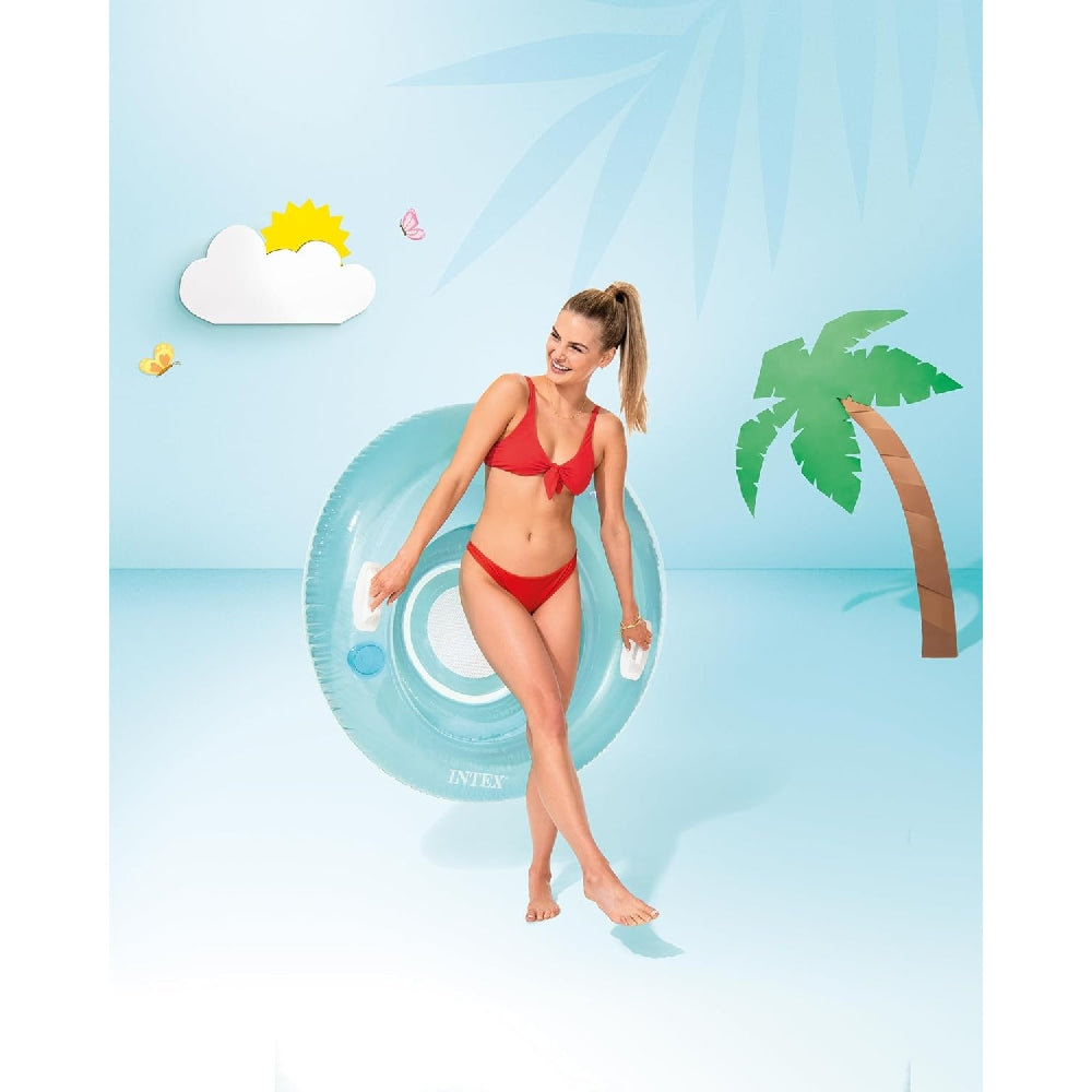 INTEX Sit 'N Float Inflatable Lounge – Transparent Chair-Style Swim Float with Cup Holders and Backrest - Image 4