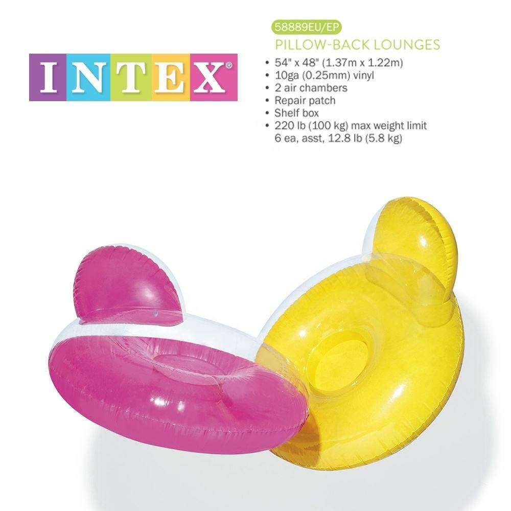 INTEX Pillow-Back Inflatable Pool Lounger (Pack of 2) – Contoured Water Hammock with Integrated Headrest - Image 3