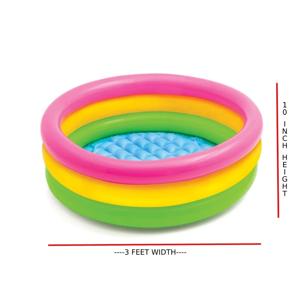 INTEX Sunset Glow Baby Pool – 3-Ring Rainbow Inflatable Splash Pool with Soft Padded Safety Floor - Image 5