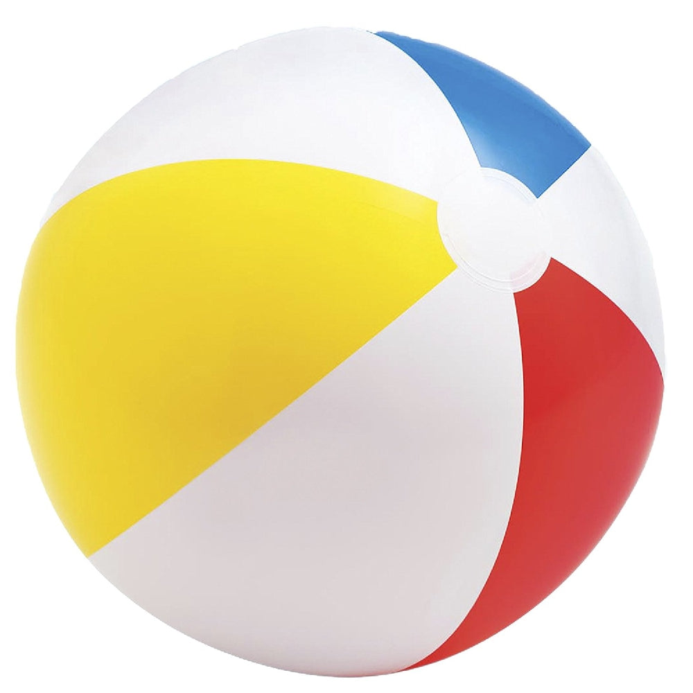 INTEX 20in Glossy Panel Beach Ball – Classic Multi-Color Inflatable Ball for Backyard & Beach Games