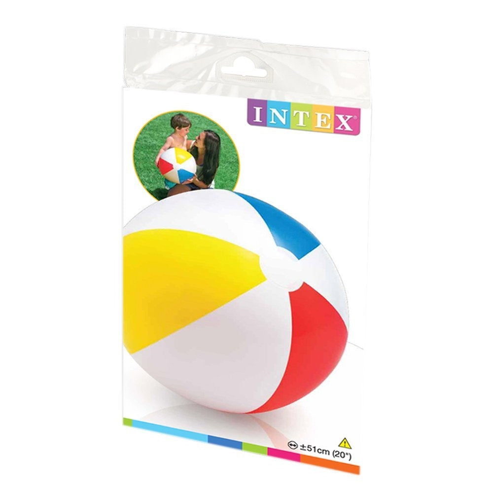 INTEX 20in Glossy Panel Beach Ball – Classic Multi-Color Inflatable Ball for Backyard & Beach Games - Image 2